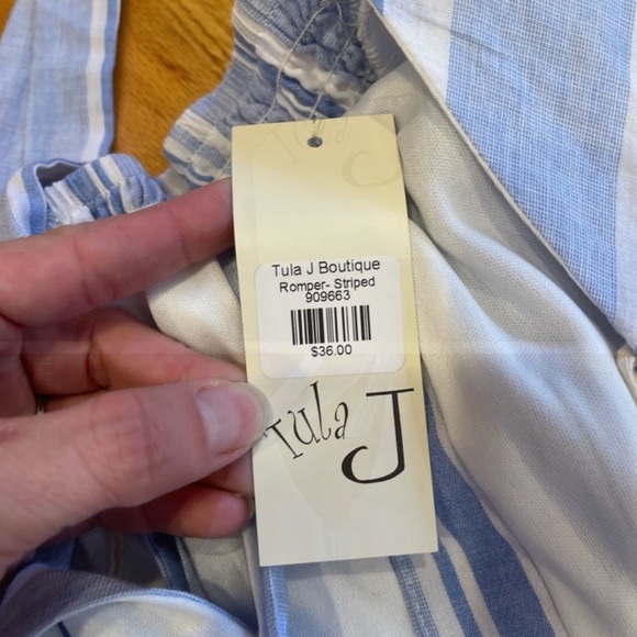 [Tula J.] blue and white striped halter top romper - Picture 3 of 6